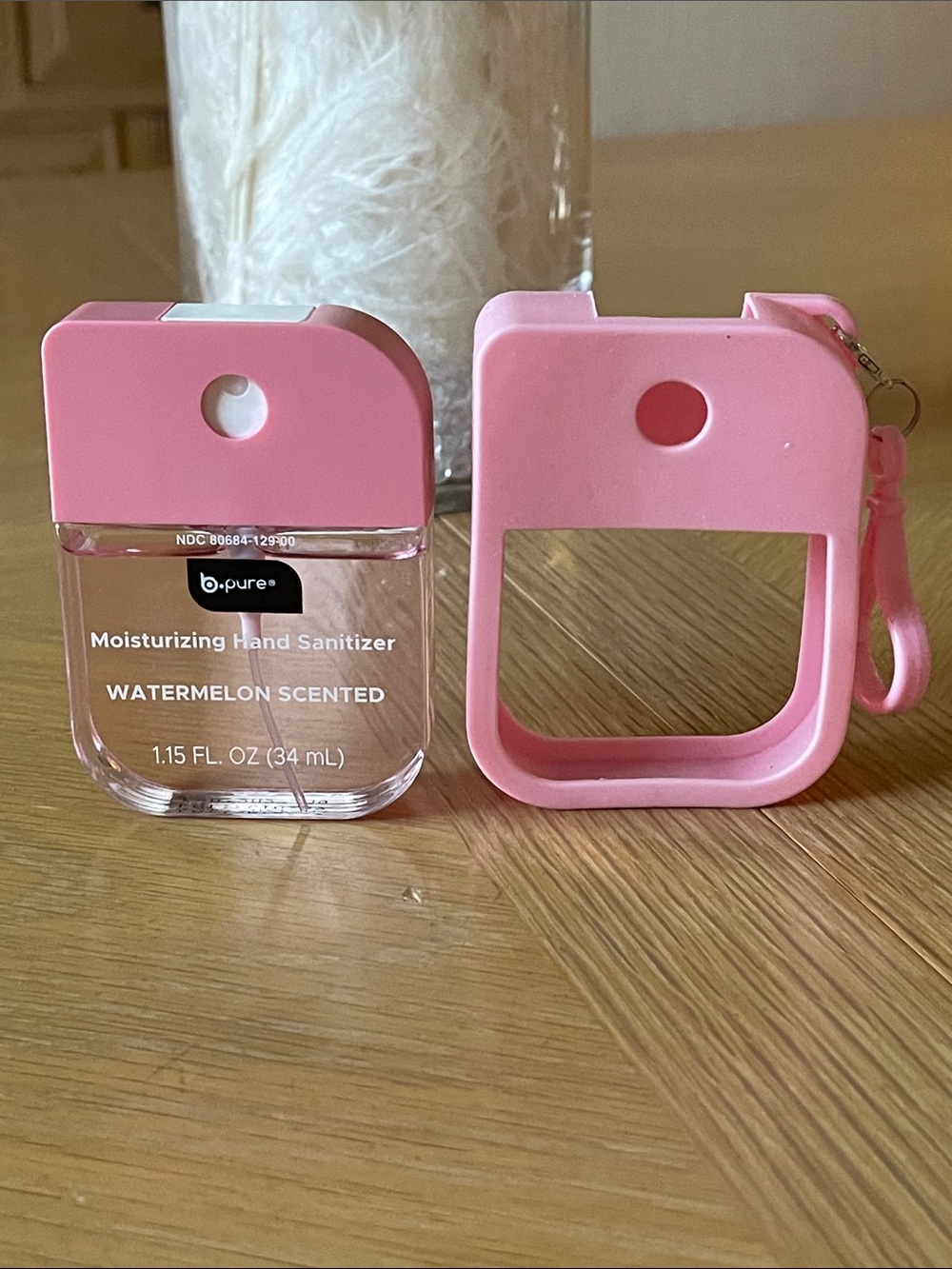 Moisturizing Watermelon Scented Hand Sanitizer with Pink Holder